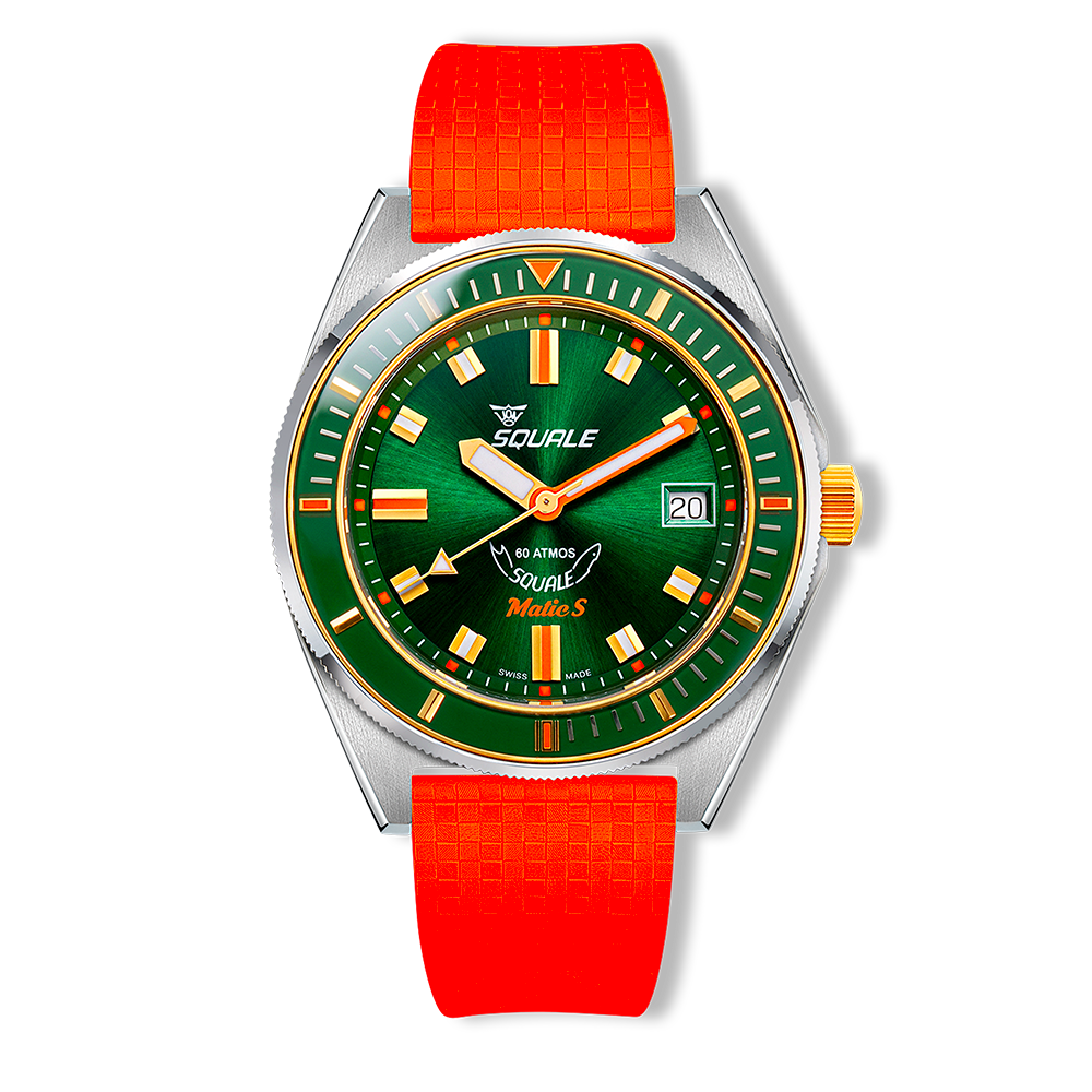 Squale Matic S Green Two Tone Mosaic Rubber